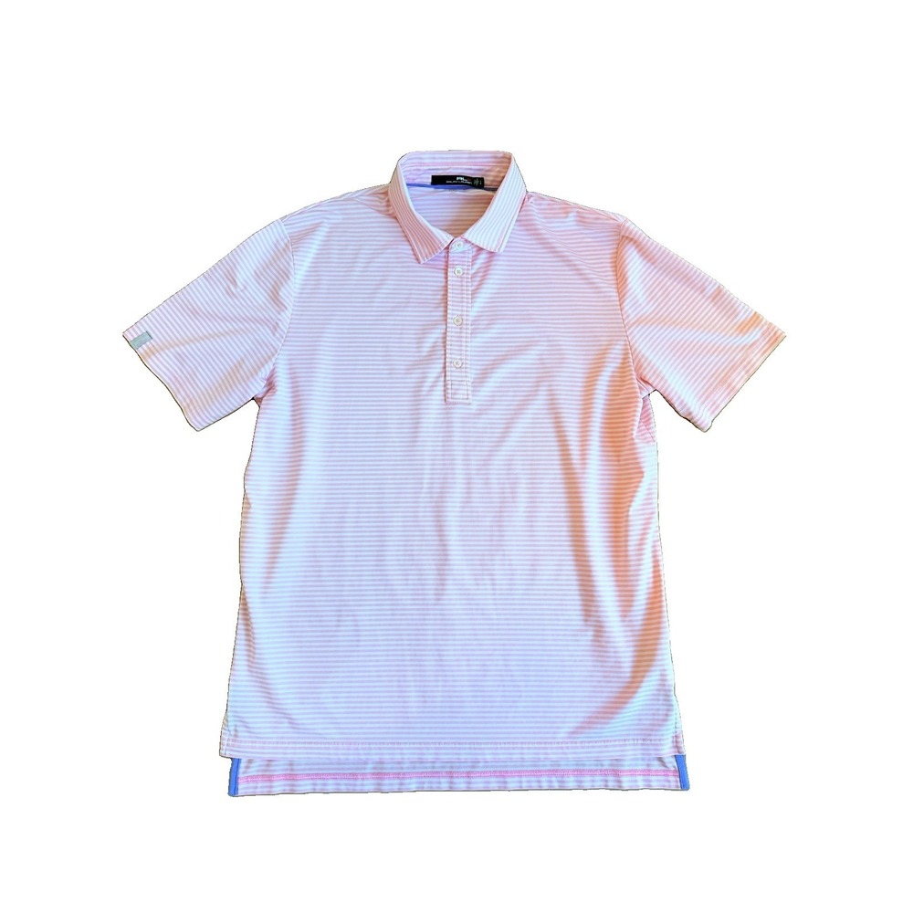 Ralph Lauren RLX Golf Polo Mens L Pink Performance Stretch Quick Dry Wicking
